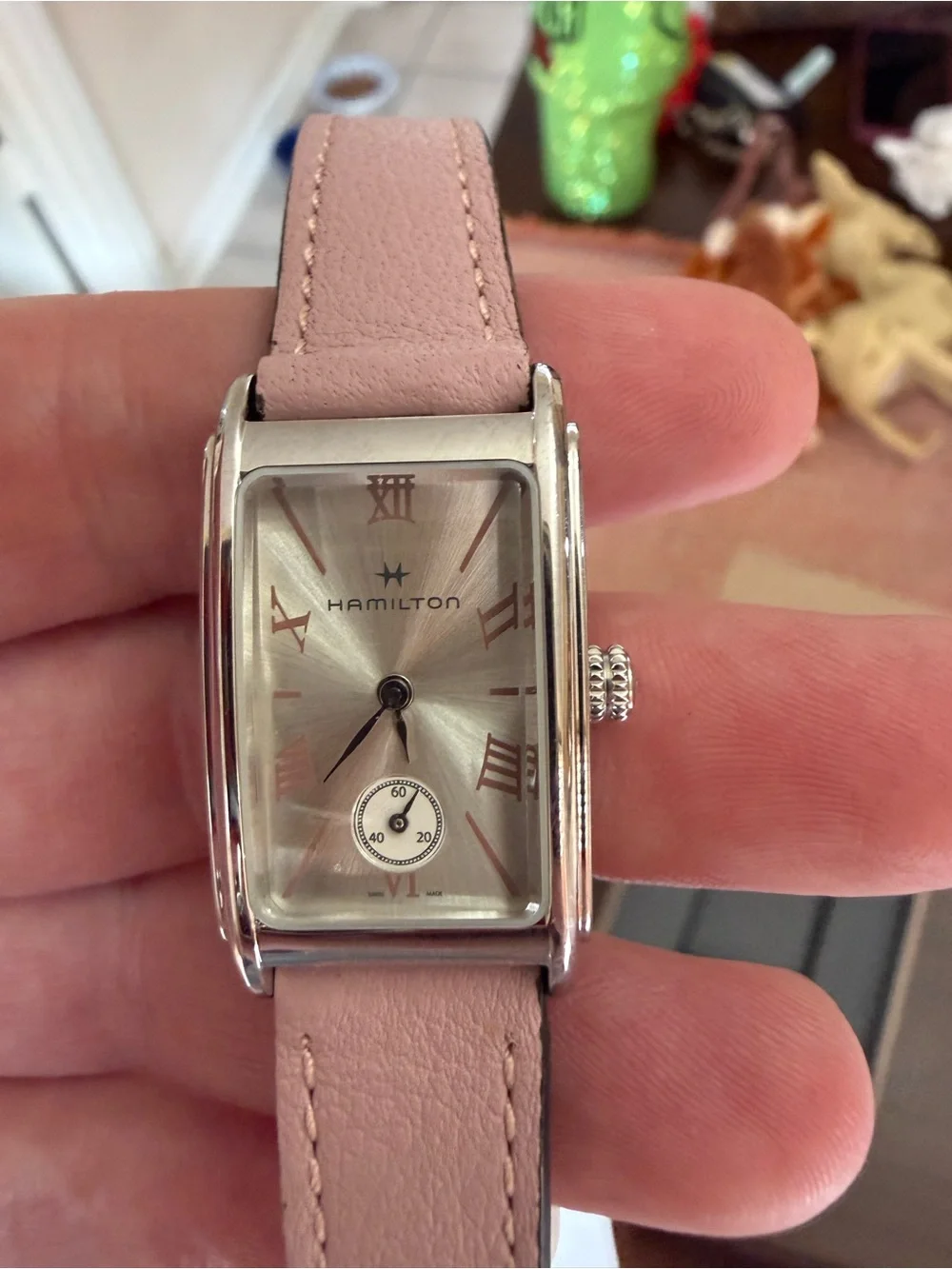 Hamilton Women's Pink Leather Strap Rectangular Watch